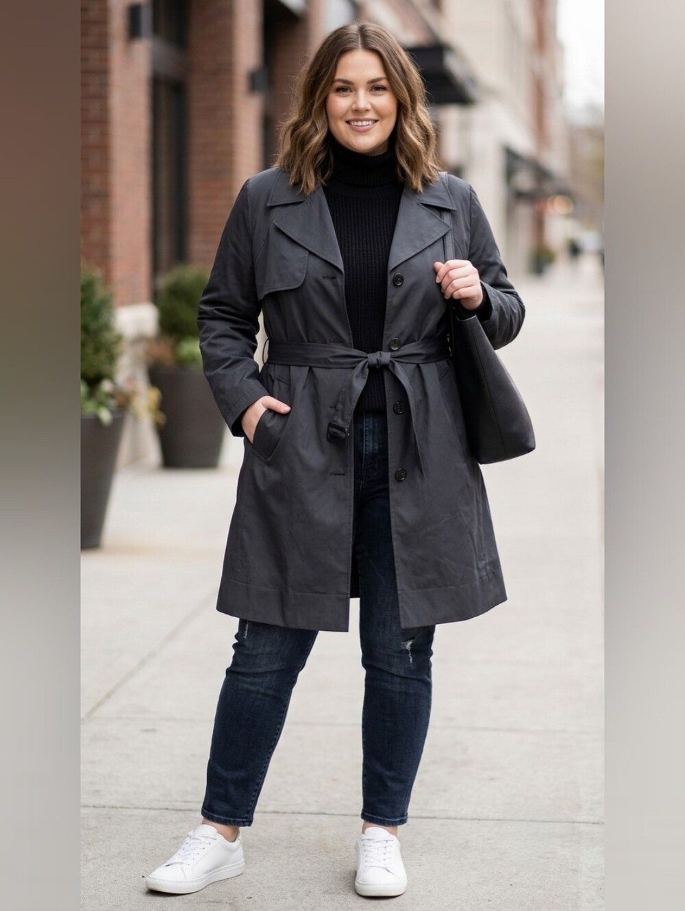 406. NWT - NVLT Crinkle Single-Breasted Trench Coat - Plus Size 3X